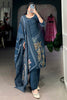 Beautiful Navy Blue Floral Printed Silk Event Wear Palazzo Suit