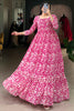 Beautiful Pink Printed Georgette Casual Wear Long Gown