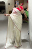 Ravishing Off-White Arca Work Tussar Silk Wedding Wear Saree