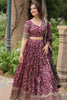 Captivating Wine Sequins Jacquard Reception Wear Lehenga Choli