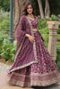 Captivating Wine Sequins Jacquard Reception Wear Lehenga Choli