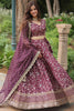 Captivating Wine Sequins Jacquard Reception Wear Lehenga Choli