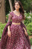 Captivating Wine Sequins Jacquard Reception Wear Lehenga Choli