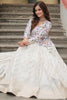 Gorgeous Off-White Sequins Jacquard Event Wear Lehenga With Long Top