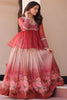 Elegant Red Floral Printed Organza Designer Lehenga With Peplum Top