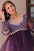 Mesmerizing Purple Floral Printed Organza Lehenga With Peplum Top