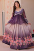 Mesmerizing Purple Floral Printed Organza Lehenga With Peplum Top