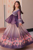 Mesmerizing Purple Floral Printed Organza Lehenga With Peplum Top