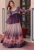 Mesmerizing Purple Floral Printed Organza Lehenga With Peplum Top