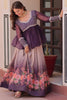 Mesmerizing Purple Floral Printed Organza Lehenga With Peplum Top