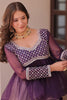 Mesmerizing Purple Floral Printed Organza Lehenga With Peplum Top