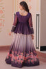 Mesmerizing Purple Floral Printed Organza Lehenga With Peplum Top