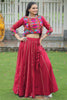Alluring Maroon Gota-Patti Silk Navratri Lehenga Choli With Jacket