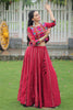 Alluring Maroon Gota-Patti Silk Navratri Lehenga Choli With Jacket