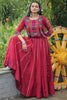 Alluring Maroon Gota-Patti Silk Navratri Lehenga Choli With Jacket