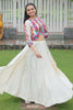 Wonderful Off White Silk Navratri Wear Lehenga Choli With Koti