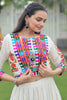 Wonderful Off White Silk Navratri Wear Lehenga Choli With Koti