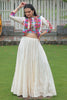 Wonderful Off White Silk Navratri Wear Lehenga Choli With Koti