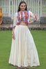 Wonderful Off White Silk Navratri Wear Lehenga Choli With Koti