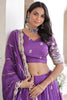 Glamorous Purple Zari Embroidered Silk Wedding Lehenga Choli With Dupatta
