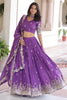 Glamorous Purple Zari Embroidered Silk Wedding Lehenga Choli With Dupatta