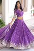 Glamorous Purple Zari Embroidered Silk Wedding Lehenga Choli With Dupatta