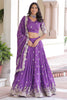Glamorous Purple Zari Embroidered Silk Wedding Lehenga Choli With Dupatta