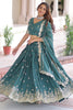 Outstanding Teal Green Zari Embroidered Silk Engagement Wear Lehenga Choli