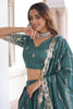 Outstanding Teal Green Zari Embroidered Silk Engagement Wear Lehenga Choli