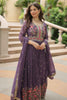 Beautiful Purple Embroidered Georgette Anarkali Gown With Sharara