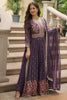 Beautiful Purple Embroidered Georgette Anarkali Gown With Sharara