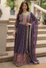 Beautiful Purple Embroidered Georgette Anarkali Gown With Sharara