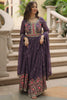 Beautiful Purple Embroidered Georgette Anarkali Gown With Sharara