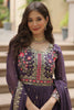 Beautiful Purple Embroidered Georgette Anarkali Gown With Sharara