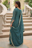 Captivating Teal Blue Embroidered Georgette Anarkali Gown With Sharara