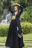 Marvelous Black Gamthi Work Rayon Navratri Wear Gown