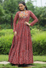 Charming Maroon Digital Printed Cotton Navratri Wear Gown