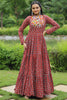 Charming Maroon Digital Printed Cotton Navratri Wear Gown