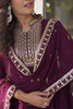 Attractive Purple Sequins Georgette Event Wear Anarkali Gown