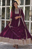 Attractive Purple Sequins Georgette Event Wear Anarkali Gown