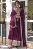 Attractive Purple Sequins Georgette Event Wear Anarkali Gown