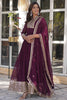 Attractive Purple Sequins Georgette Event Wear Anarkali Gown