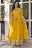 Beautiful Yellow Sequins Georgette Haldi Wear Anarkali Gown