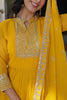 Beautiful Yellow Sequins Georgette Haldi Wear Anarkali Gown