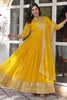 Beautiful Yellow Sequins Georgette Haldi Wear Anarkali Gown