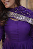 Tantalizing Purple Georgette Reception Wear Gown With Dupatta