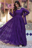 Tantalizing Purple Georgette Reception Wear Gown With Dupatta