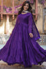 Tantalizing Purple Georgette Reception Wear Gown With Dupatta