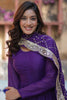 Tantalizing Purple Georgette Reception Wear Gown With Dupatta