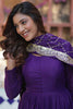 Tantalizing Purple Georgette Reception Wear Gown With Dupatta